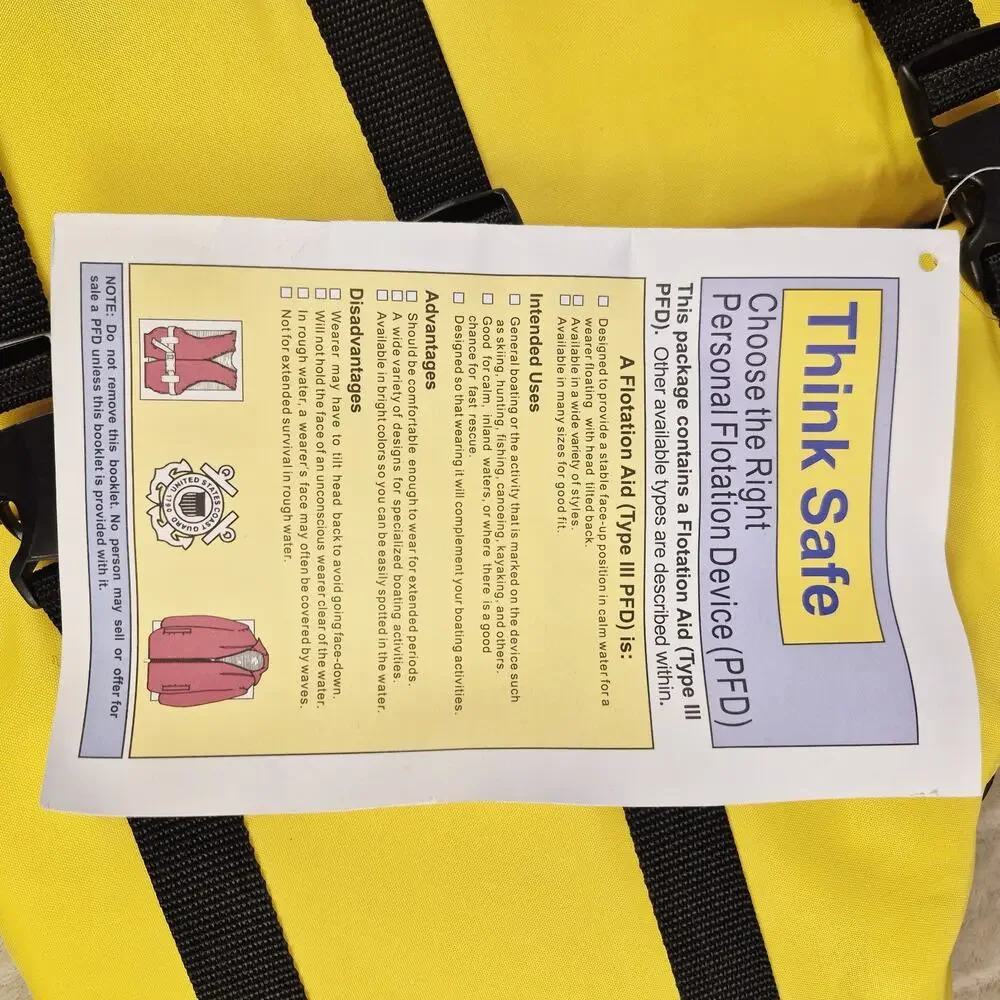 Onyx Adult Oversize Type III Life Jacket PFD Yellow Black USCG Approved 40-60